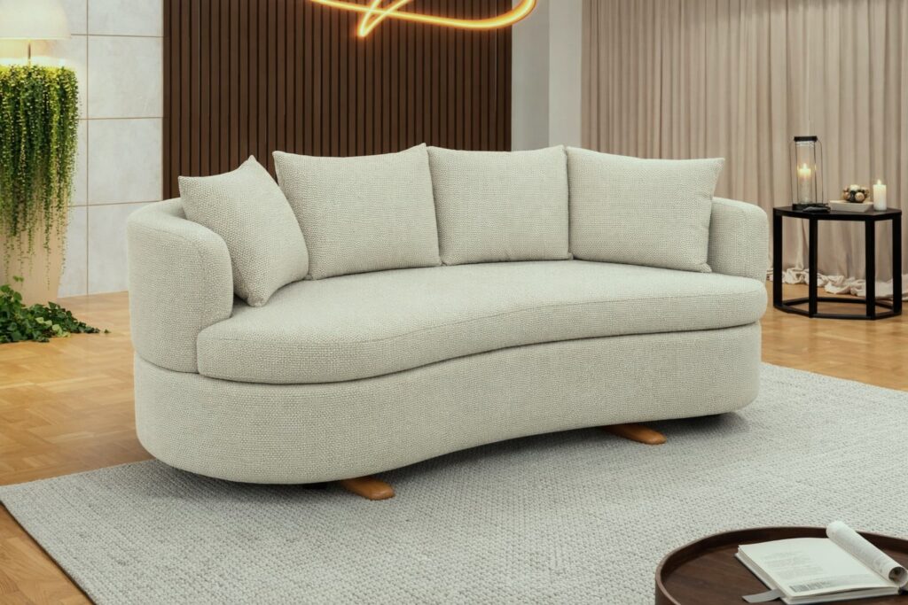 Sofa Living Organic M-204 3 Lugares 2,00m – Tecido Boucle Cinza B475 Martins Estofados