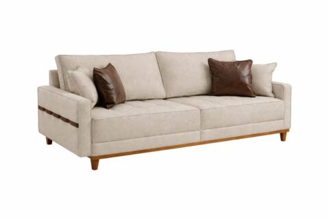 Sofa Living M-203 3 Lugares 2,00m – Tecido Linho Bege B-452 Martins Estofados - foto 2