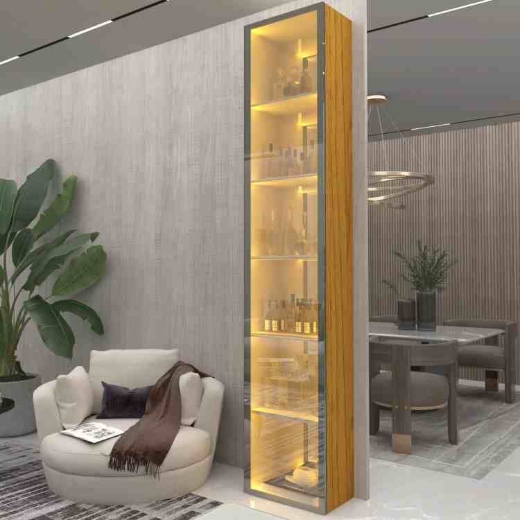 0552921.Cristaleira Torre Luminare 1P Vidro Reflecta com LED e Espelhos Naturale Gelius