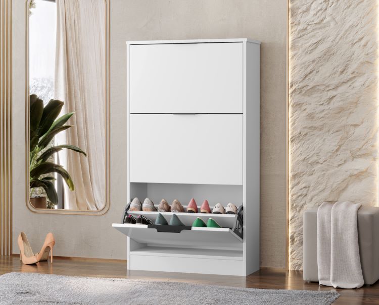 130-Sapateira Aurora 3G Branco Brilho Rud Rack