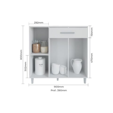 143.48-Balcao Paris Pop 90x39 3P1G com Tampo Naturale/Off White Moveis Parana - foto 2