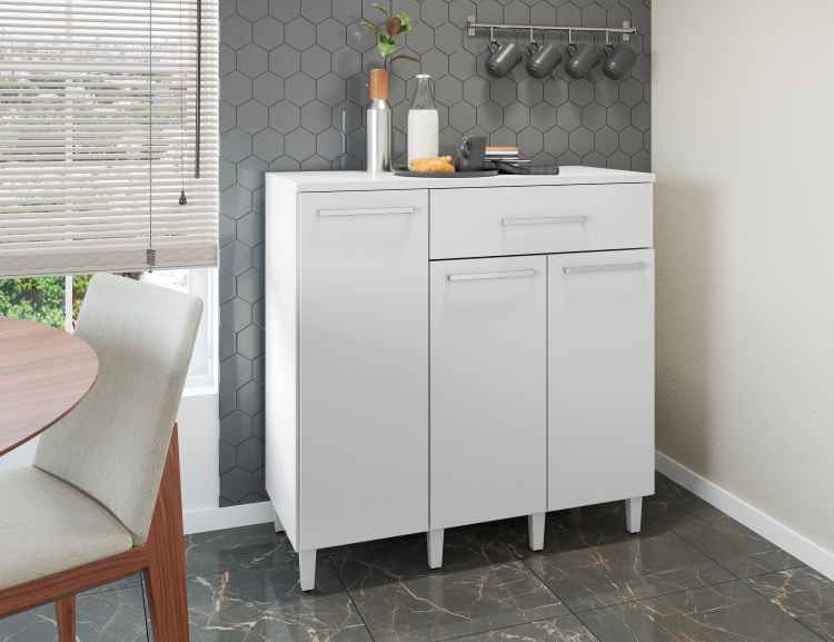 143.2-Balcao Paris Pop 90×39 3P1G com Tampo Branco Moveis Parana