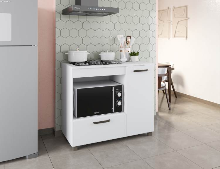 1498.2-Balcao CookTop Manu Plus 4 Bocas Branco Moveis Parana