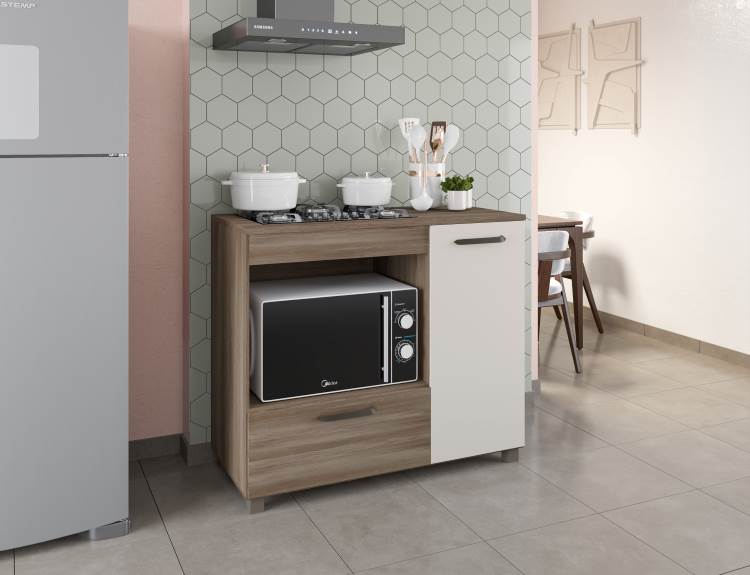 1498.2-Balcao CookTop Manu Plus 4 Bocas Naturale Off White Moveis Parana
