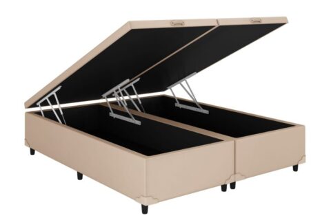 Bau Casal Bipartida Prime Confort 2 x 69x188x44 Veludo Suede Bege Claro Issacar Prime - foto 2