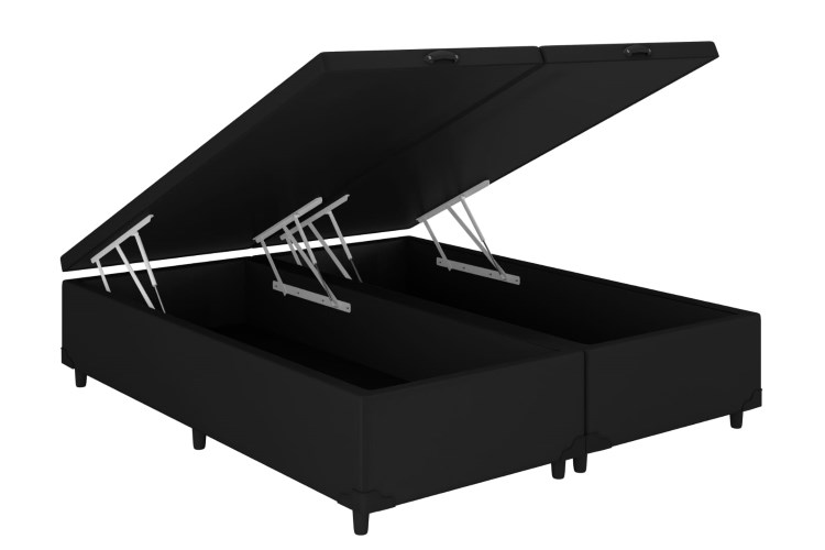 Bau Casal Bipartida Prime Confort 2 x 69x188x44 Corino Preto Issacar Prime