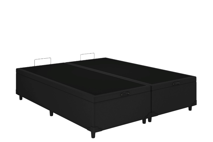 Bau Queen Bipartida Prime Confort 2 x 79x198x44 Corino Preto Issacar Prime