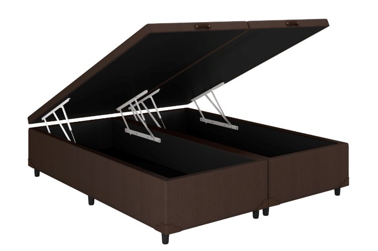 Bau Queen Bipartida Prime Confort 2 x 79x198x44 Corino Marrom Issacar Prime