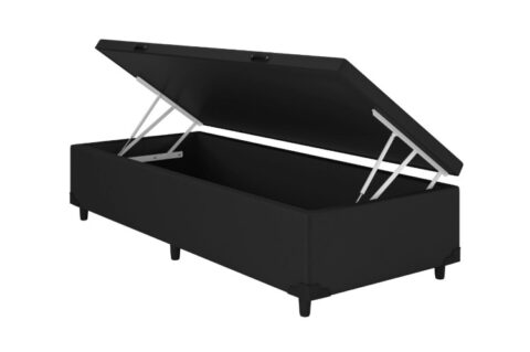 Bau Solteirao Prime Confort 110x188x44 Veludo Suede Preto Issacar Prime - foto 2