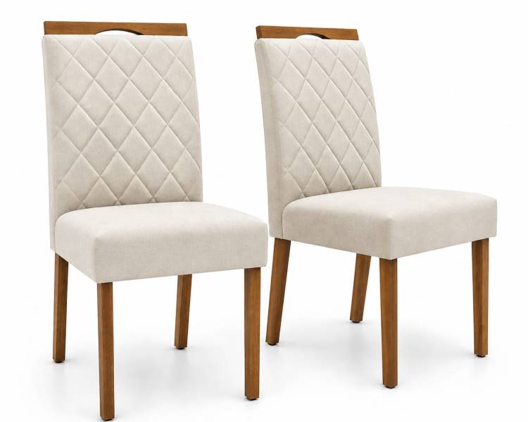 Kit com 2 Cadeiras Sofia Veludo Inca Cru 01 Ouro Decor