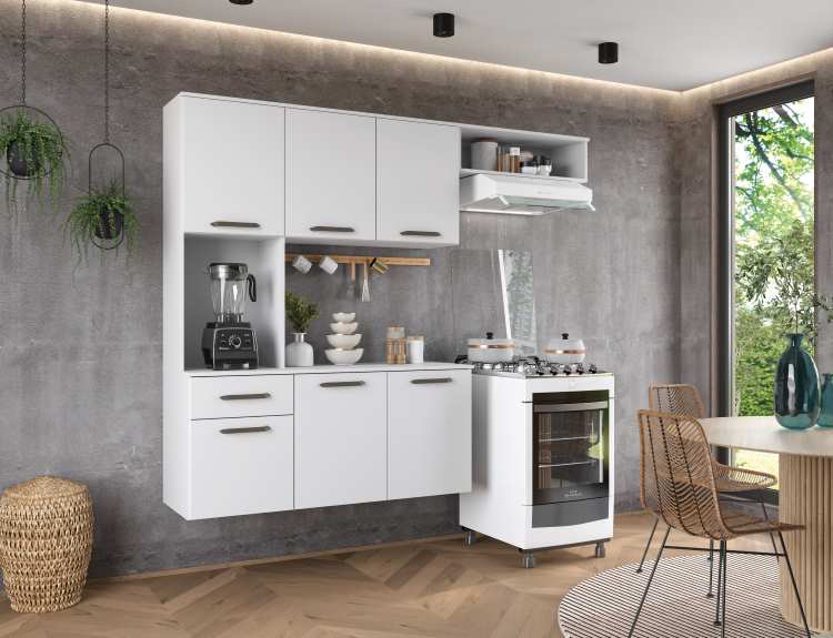 3001.2-Cozinha Suspensa Gisele Pop Plus 5P2G2N Branco Moveis Parana