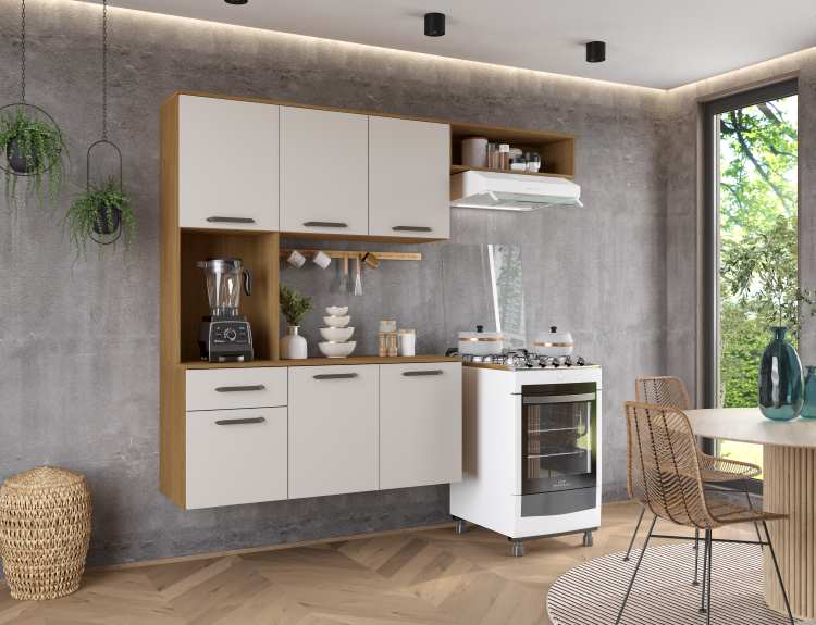 3001.63-Cozinha Suspensa Gisele Pop Plus 5P2G2N Freijo/Off White Moveis Parana