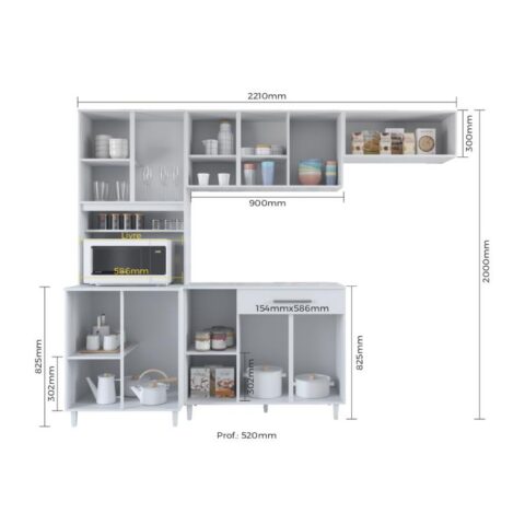 2204.2-Cozinha Compacta Vitoria Pop Plus 12P1G 4Pcs 5V Branco Moveis Paraná - foto 2