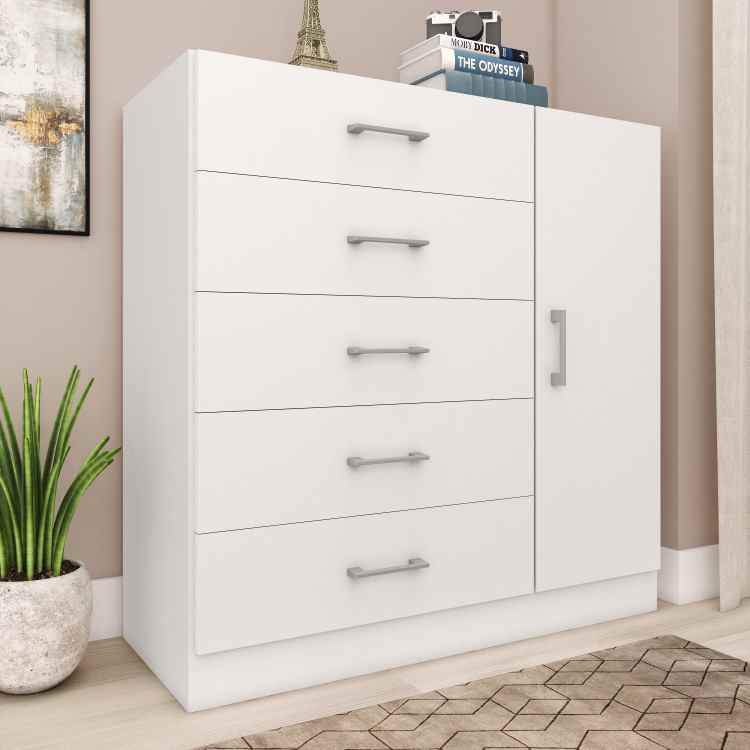 CO901.Comoda Miami 5G1P Branco Fellicci