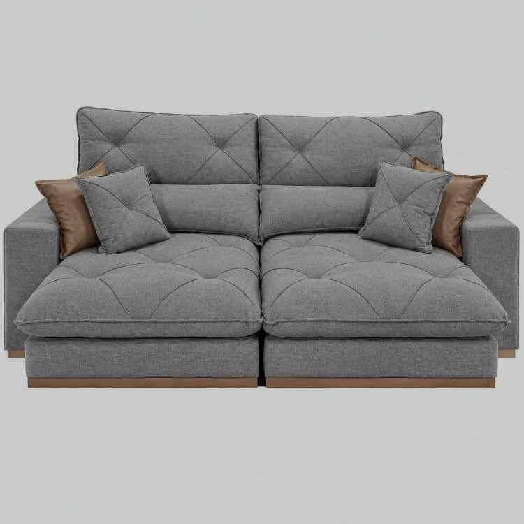 Estofado Retratil Reclinavel Geriba Plus 290 2×120 + Braço 25cm Linho Cinza 2665 Idealle