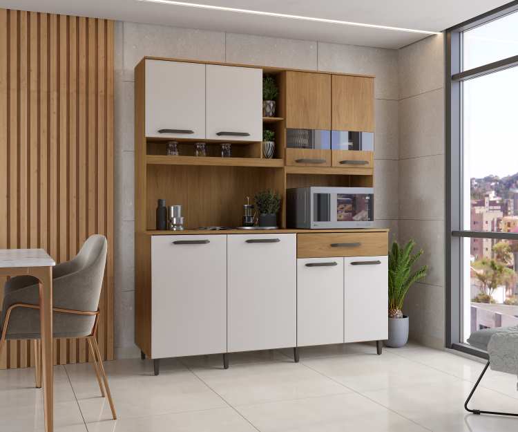 3093.63-Kit Cozinha Veneza Pop Plus 9P1G3N Freijó/Off White Moveis Parana