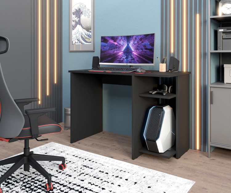 2843.1-Mesa Gamer PR Plus Preto Moveis Parana