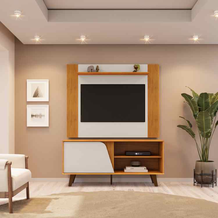 Conjunto de Rack com Painel Iris 120 Cedro/Bali DJ Moveis