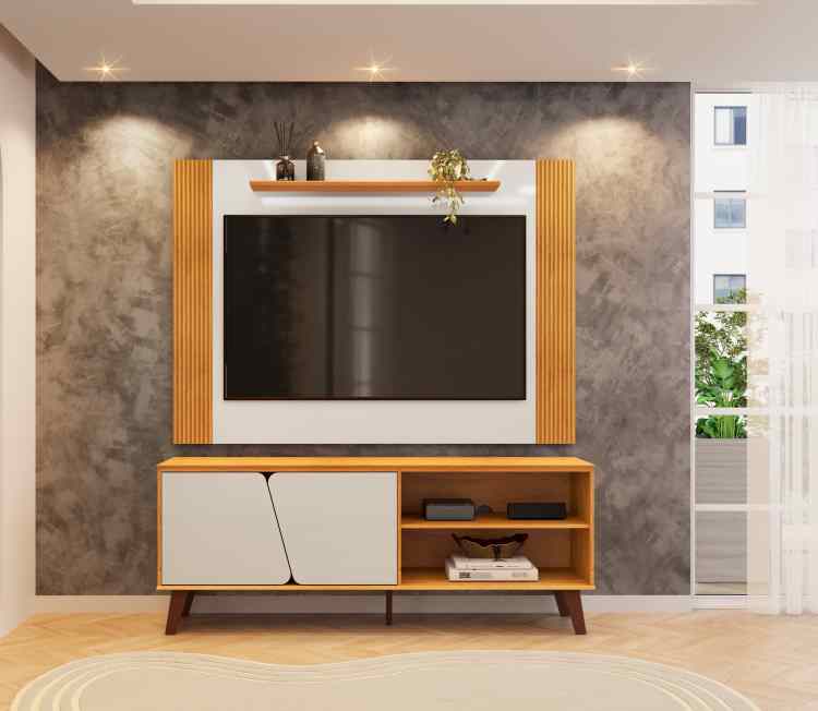 Conjunto de Rack e Painel Mark 150 Cedro/Bali DJ Moveis