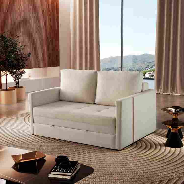 Sofa Cama Dominic Luxo Ref 49 Linho Bege 2605-A Luxury