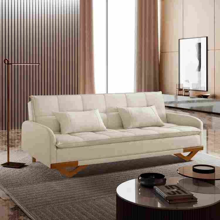 Sofa Cama Cannes Luxo Ref 46 Linho Saturno Bege Claro 306B Luxury