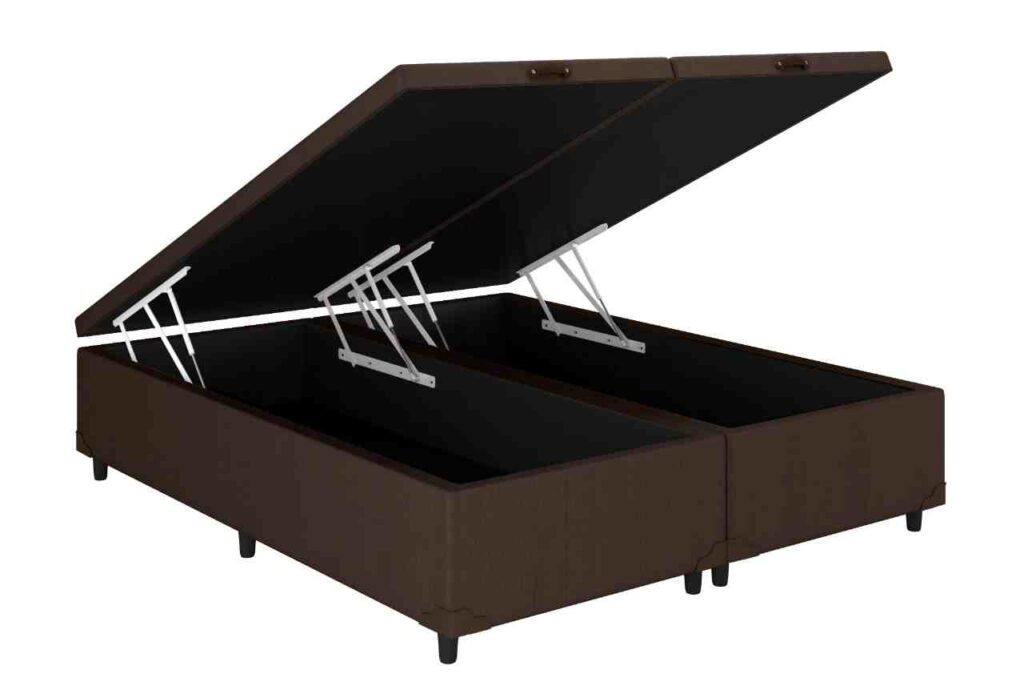 Bau Casal Bipartida Prime Confort 2 x 69x188x44 Veludo Suede Marrom Issacar Prime