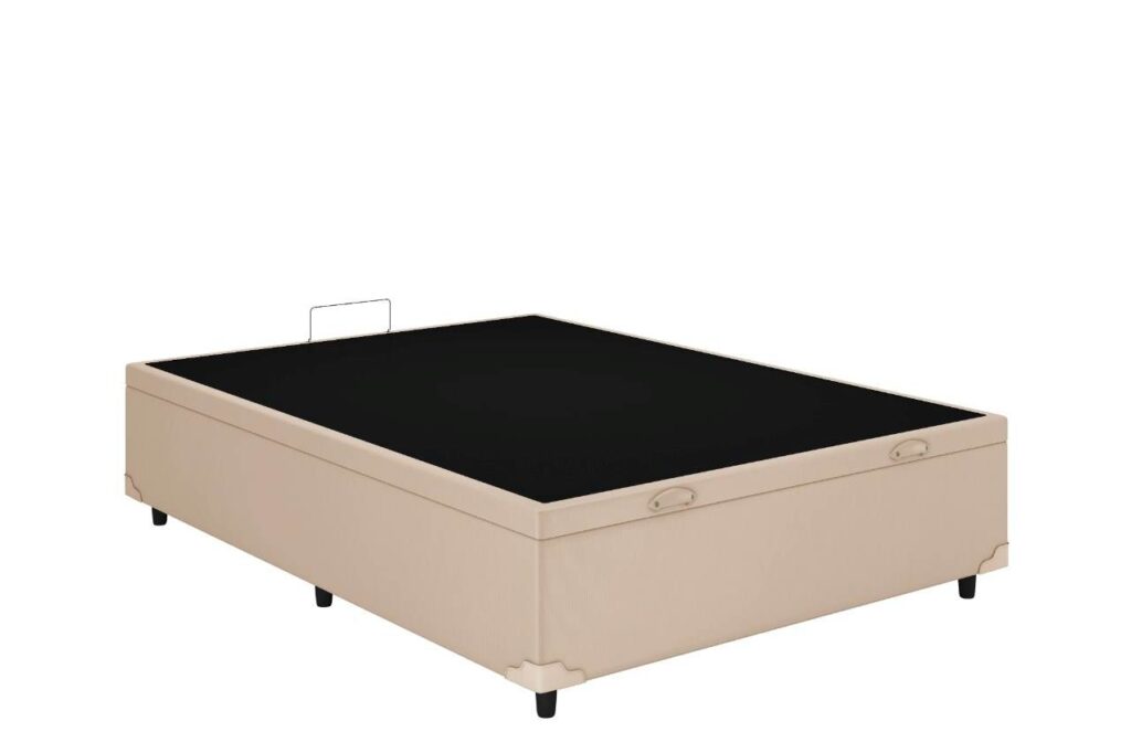 Bau Casal Prime Confort 138x188x44 Veludo Suede Bege Claro Issacar Prime