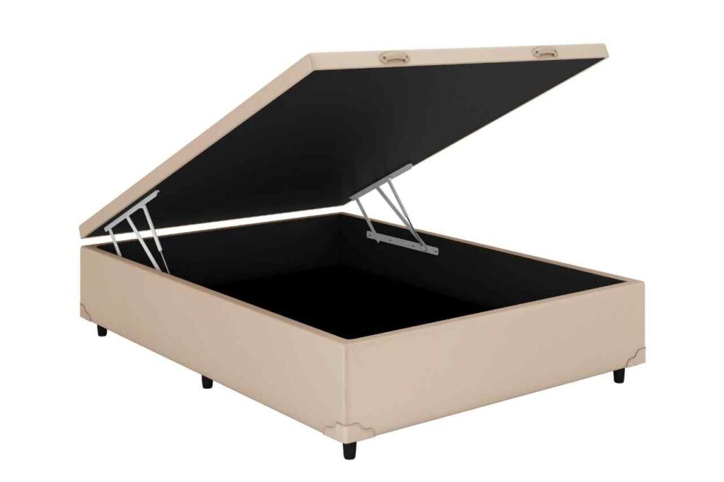 Bau Casal Prime Confort 138x188x44 Blindagem Extra Forte Veludo Suede Bege Claro Issacar Prime - foto 2
