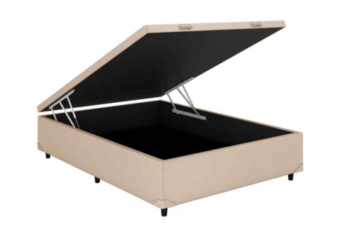 Bau Casal Prime Confort 138x188x44 Blindagem Extra Forte Veludo Suede Bege Claro Issacar Prime - foto 2