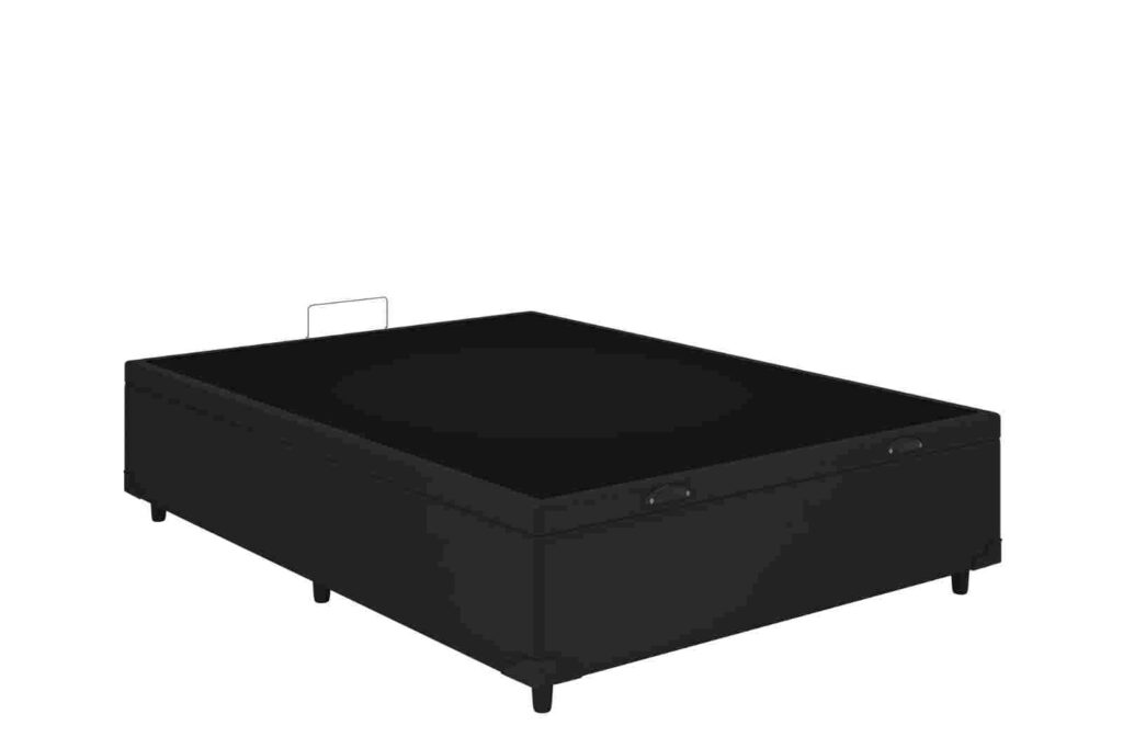 Bau Casal Prime Confort 138x188x44 Veludo Suede Preto Issacar Prime