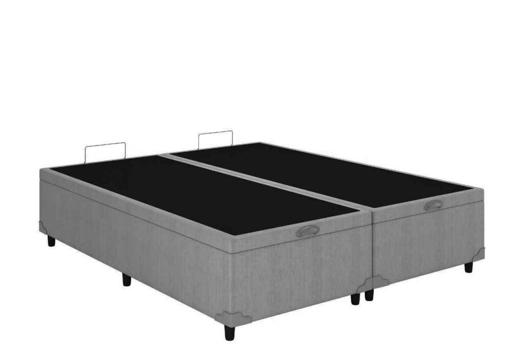 Bau Queen Bipartida Prime Confort 2 x 79x198x44 Veludo Suede Cinza Issacar Prime