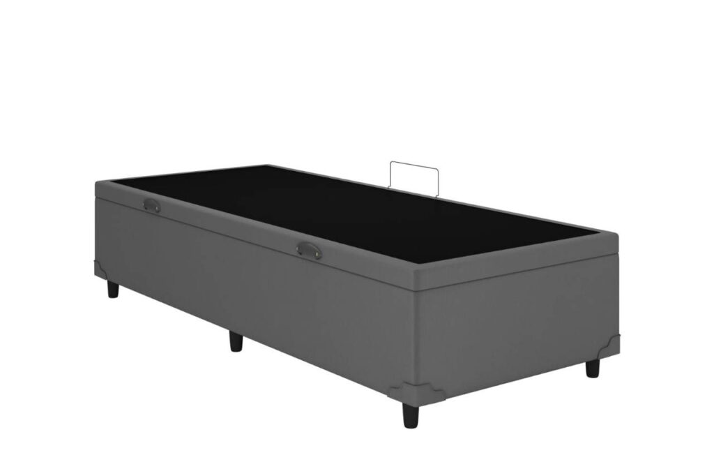 Bau Solteirao Prime Confort 110x188x44 Veludo Suede Cinza Issacar Prime