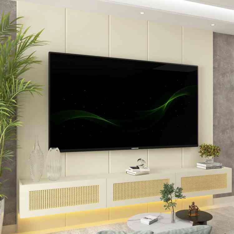 0553561-Home Realce/Native 220 com LED Off White/Off White/Tela Rattan Creme 3V Gelius