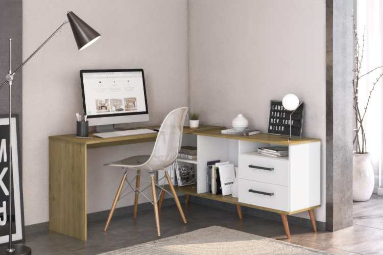 41201-Mesa de Escritorio 4120 2G3N Dakar/Branco I9casa Moveis