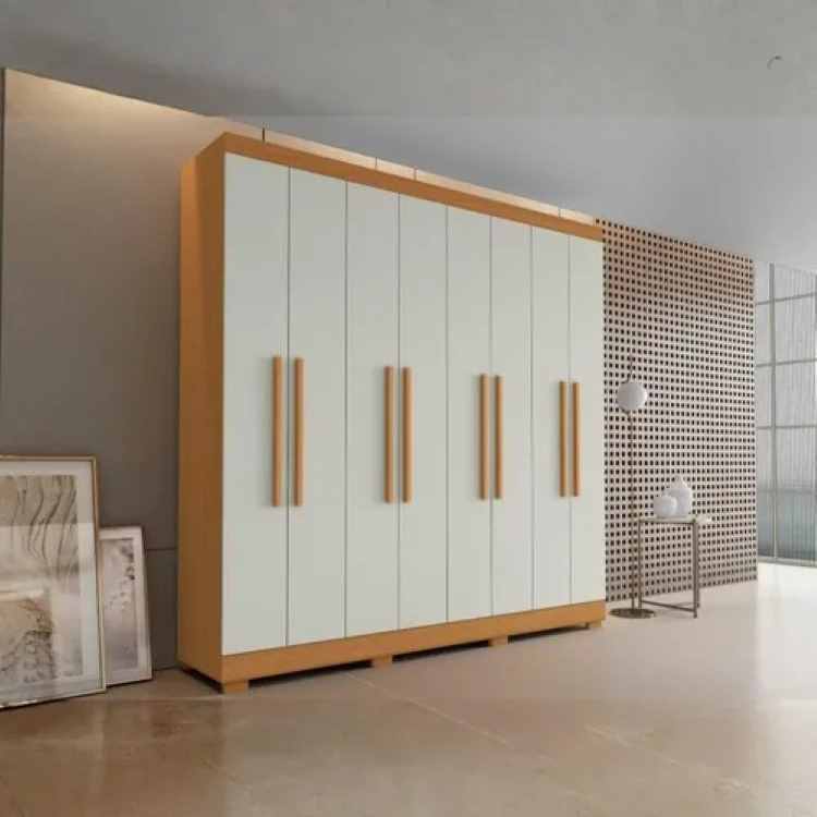 Roupeiro Dubai 8P4G com Pés Cinamomo/Off White Aramoveis