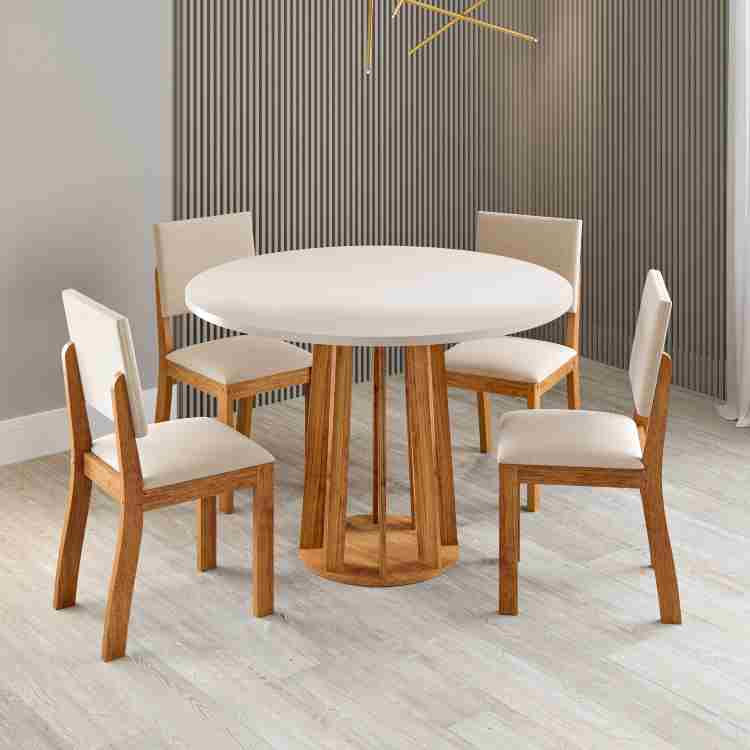 Sala Melody 90×90 com 4 Cadira Bela Mel Blonde/Linho Bronze 6V Viero