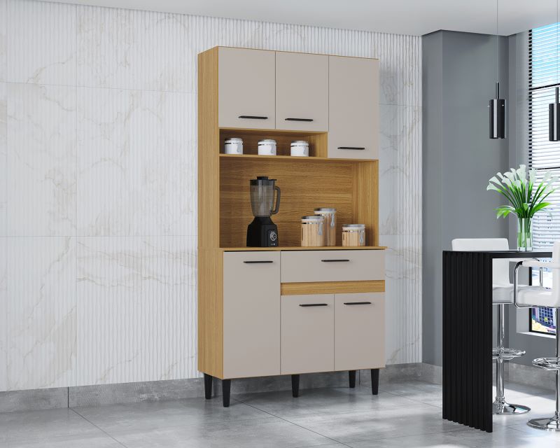 A896.Kit Cozinha Carol 6P1G Damasco/Off White Poquema