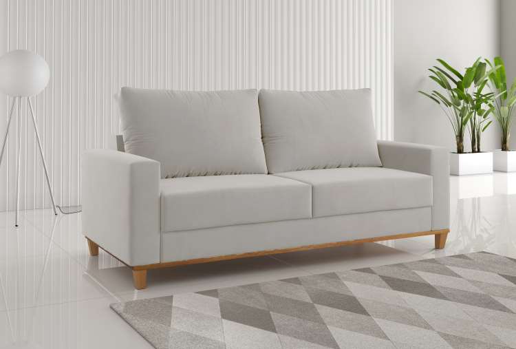Estofado Living Felicia 180 3 Lgs Veludo Marfim Viero