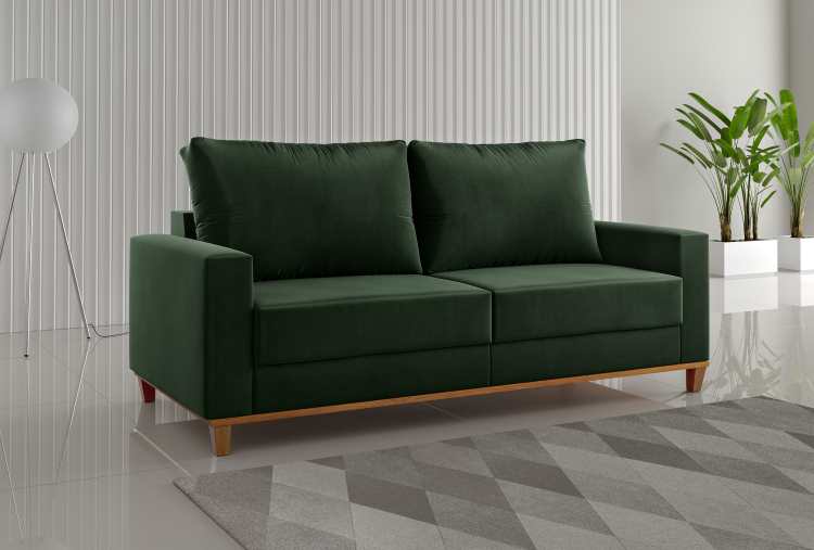 Estofado Living Felicia 180 3 Lgs Veludo Oliva Viero