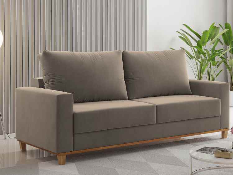 Estofado Living Felicia 180 3 Lgs Veludo Perola Viero