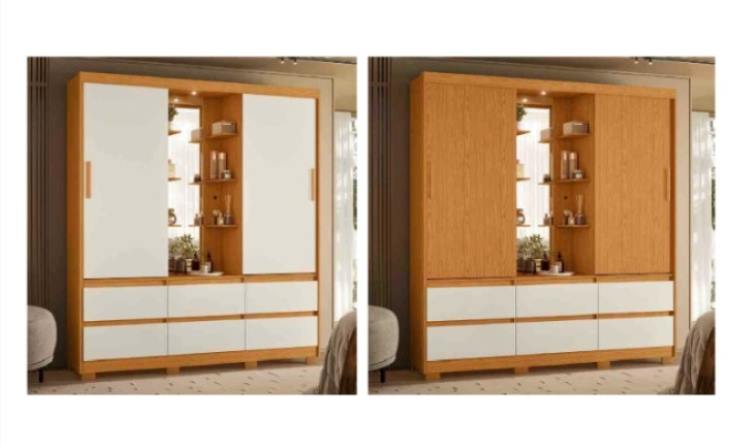 320.242970-Roupeiro Camarim Atena 2P6G Cinamomo/Off White 4V Albatroz Moveis