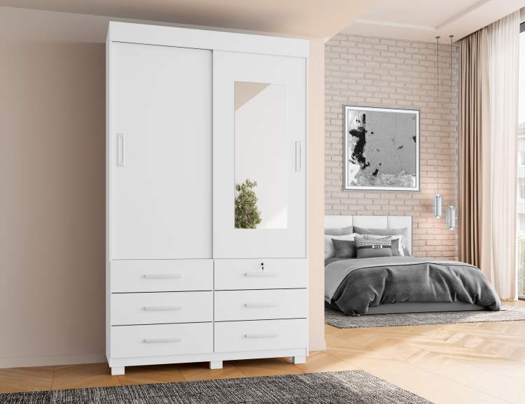 782-Roupeiro Buzios 2P6G Branco Brilho Rud Rack