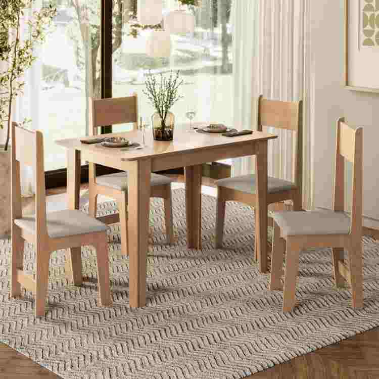 Conjunto Sala Jantar Delta Tmp Retangular Mel 110 com 4 Cds Delta Mel/Savana Sonetto Moveis