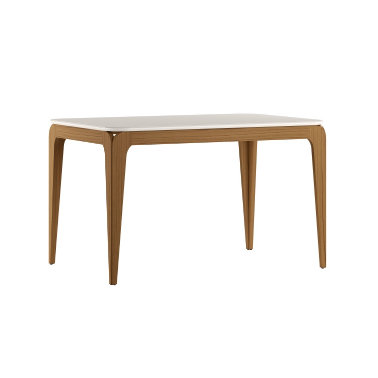 23212-Mesa Aurea 120×80 Tampo 18mm com Vidro Cinamomo/Off White 2V New Ceval