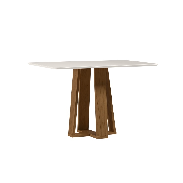 23166-Mesa Rubi 120×80 Tampo Retangular com Vidro Cinamomo/Off white New Ceval