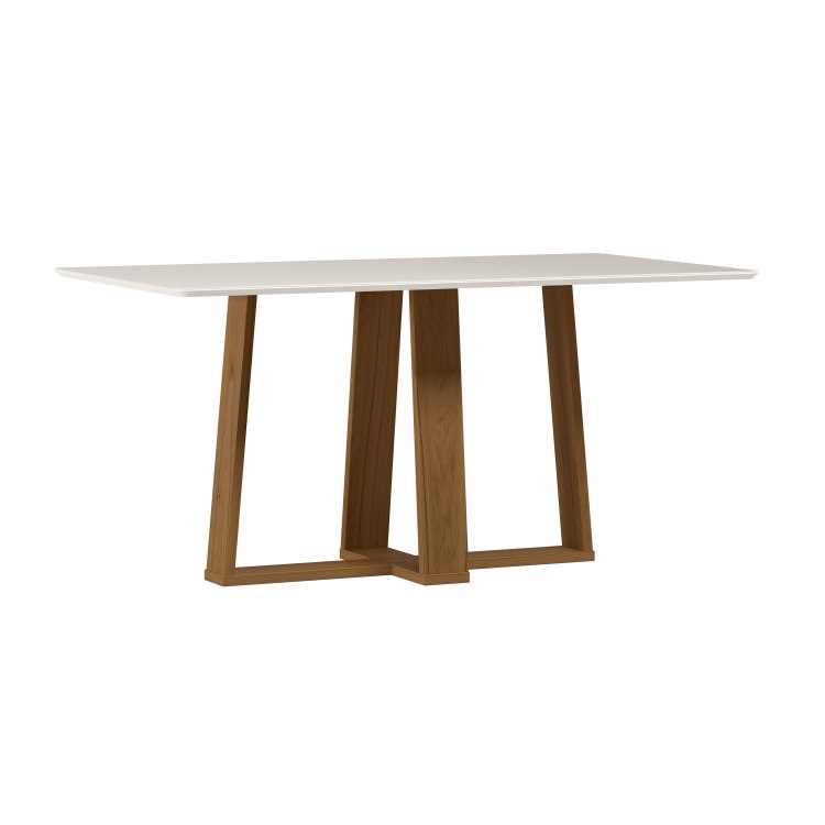 23168-Mesa Rubi 160×90 Tampo Retangular com Vidro Cinamomo/Off White New Ceval