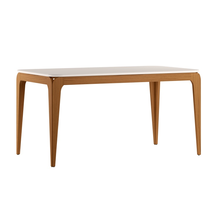22197-Mesa Aurea 160×90 Tampo Retangular com Vidro Cinamomo/Off White