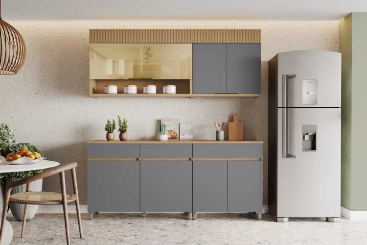 501100-Cozinha Realeza Premium 4 Peças Vitro – Carvalho/Titanio Nesher