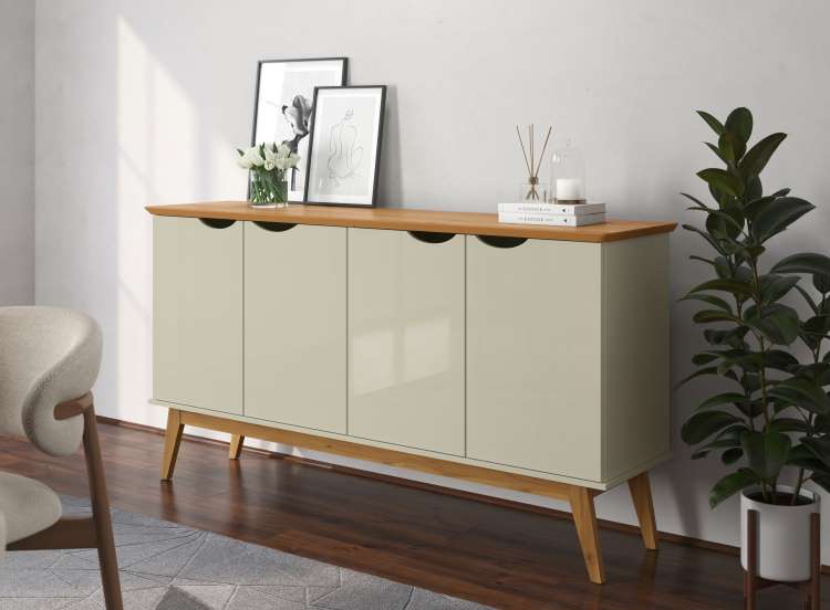 Buffet Prism 160 4P Off White/Cinamomo Patrimar Moveis
