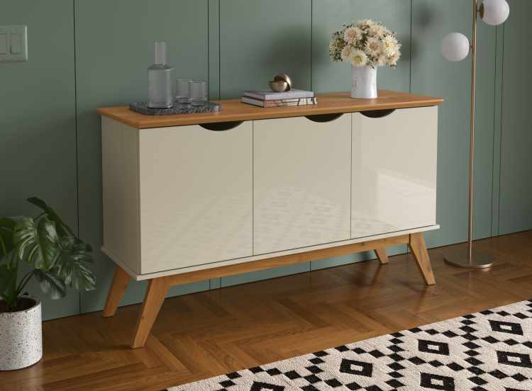 Buffet Prism 122 3P Off White/Cinamomo Patrimar Moveis